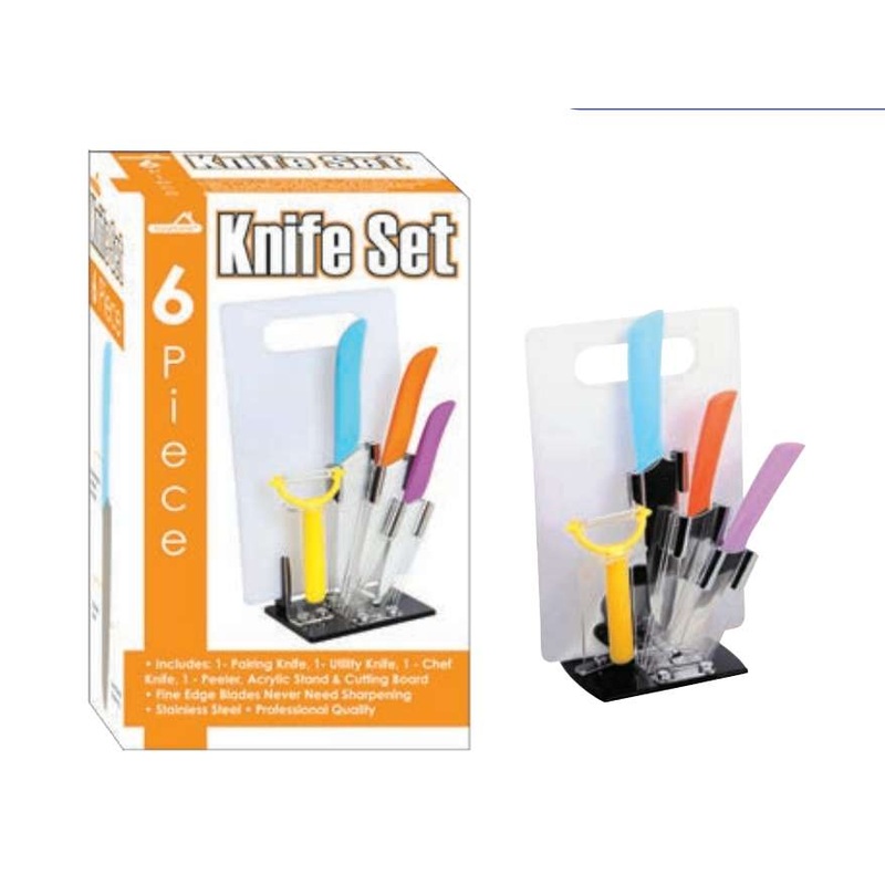 6-Piece Knife Sets with Cutting Board and Stand