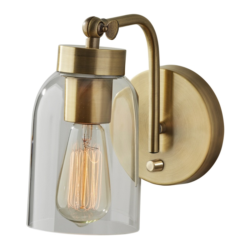Bristol Antique Brass and Glass Wall Sconce