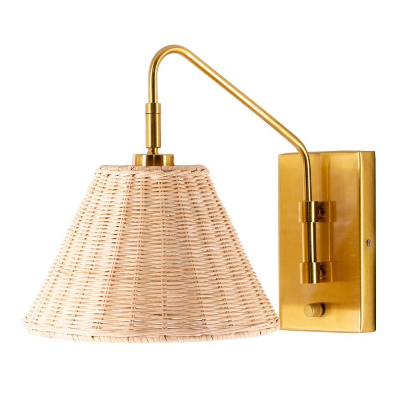 Cerro Gold And Rattan Dome Wall Sconce