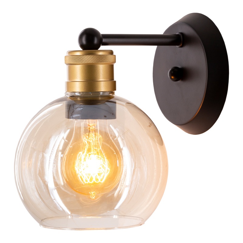 Coley Champagne Glass And Brass Wall Sconce