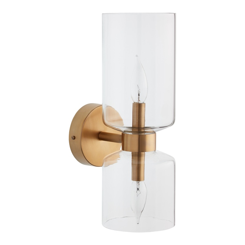 Glass and Antique Brass 2 Light Gianna Wall Sconce
