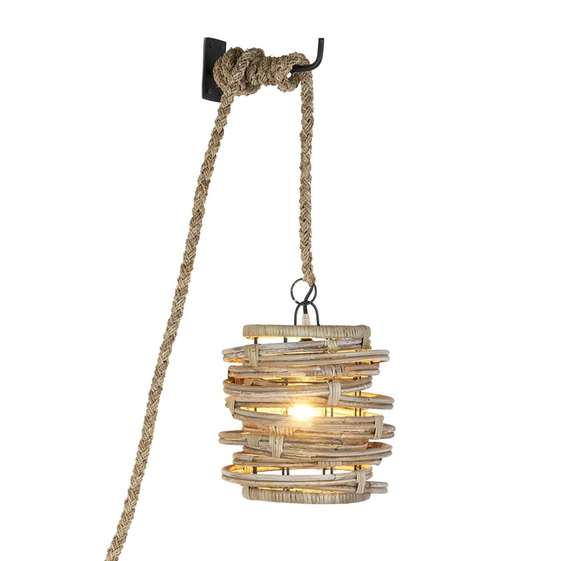 Gray Abstract Rattan Wall Sconce