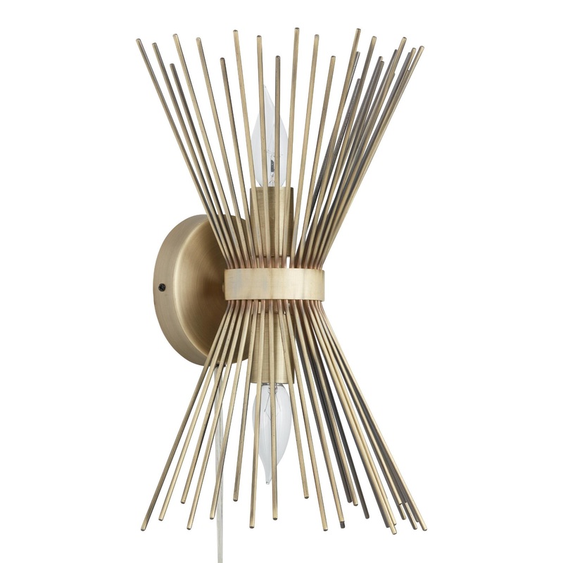 Logan Brass Starburst Two Light Wall Sconce