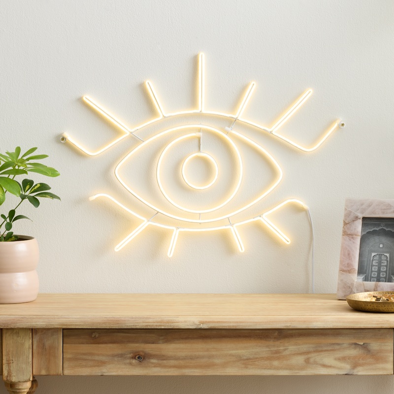 Neon Cool White Evil Eye LED Electric Sign Wall Decor