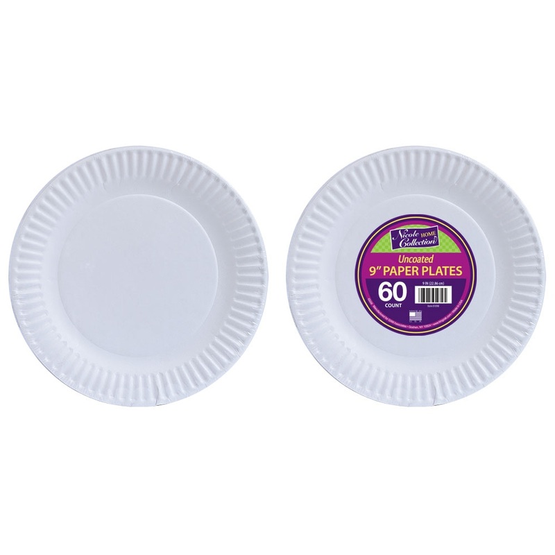 Paper Plates – White, 9 Inch, 60 Pack