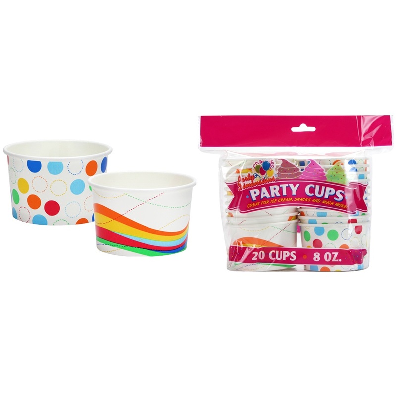 Party Cups – Assorted Designs, 8 oz, 20 Pack