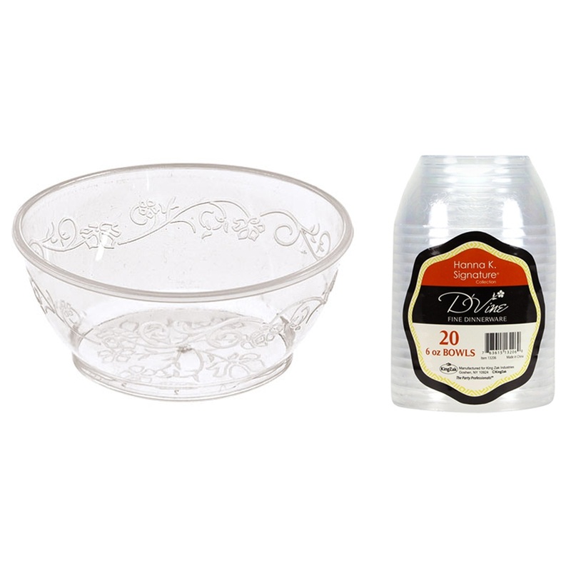 Plastic Bowls – 6 oz, Clear, Heavyweight, 20 Count