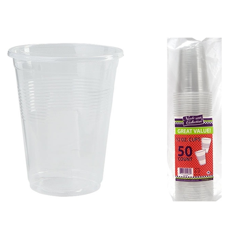 Plastic Soft Cups – Clear, 12 oz, 50 Pack