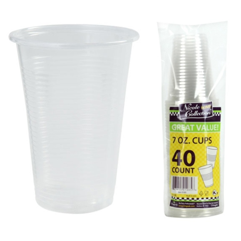 Plastic Soft Cups – Clear, 7 oz, 40 Pack