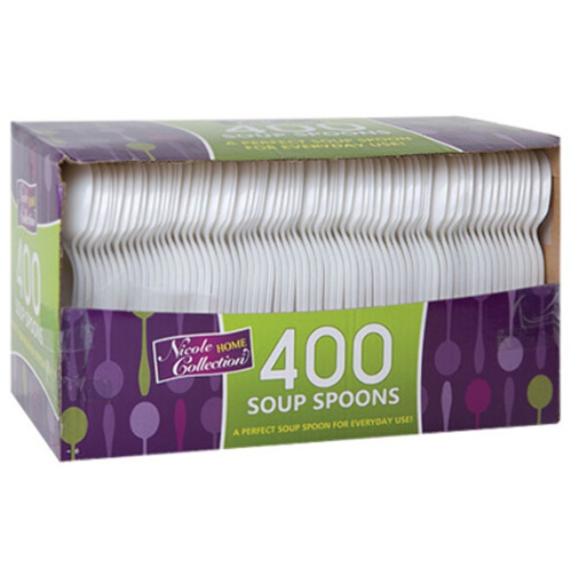 Plastic Soupspoons – White, 400 Pack