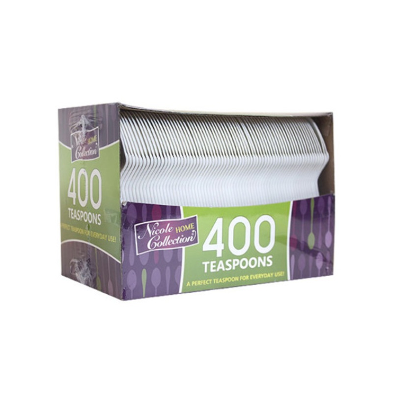 Plastic Teaspoons – White, 400 Pack