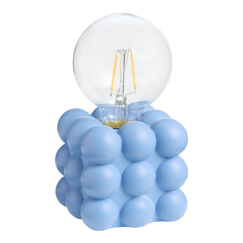 Square Blue Cement Bubble Geo Edison Style LED Portable Lamp