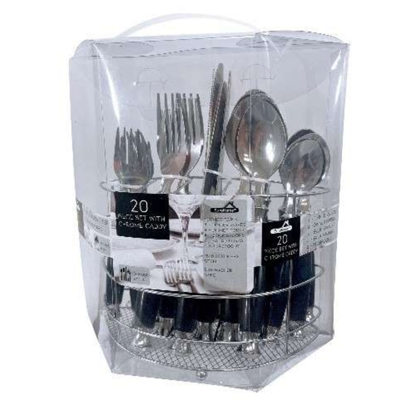 Stainless Steel Flatware Sets with Caddy – 20 Pc.