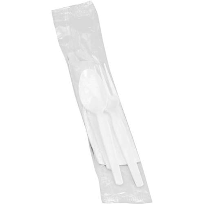 Utensils & Napkin Kits – White, Preassembled