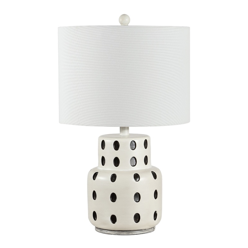 Alfege White And Black Resin Dot Table Lamp
