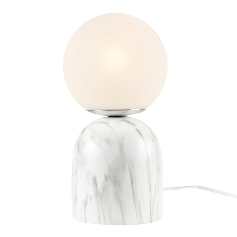 Annette White Marbled Resin and Glass Globe Accent Lamp