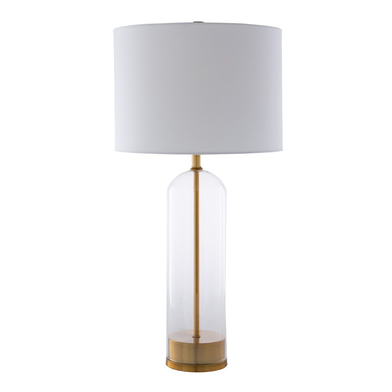 Antique Gold Metal and Glass Bottle Table Lamp