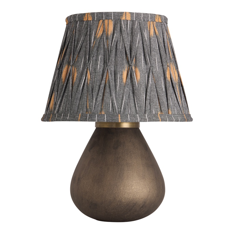 Antique Nickel Glass Teardrop and Pleated Shade Table Lamp