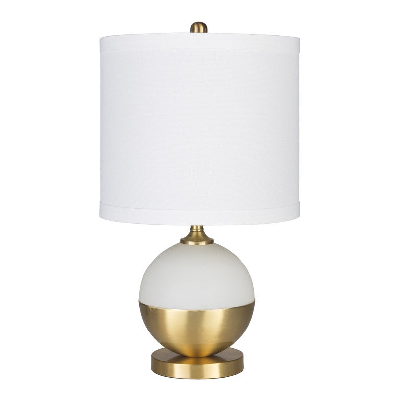 Askew White Frosted Glass And Gold Metal Globe Table Lamp