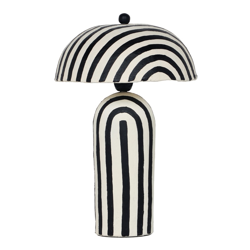 Balfe Black and White Curved Stripe Table Lamp