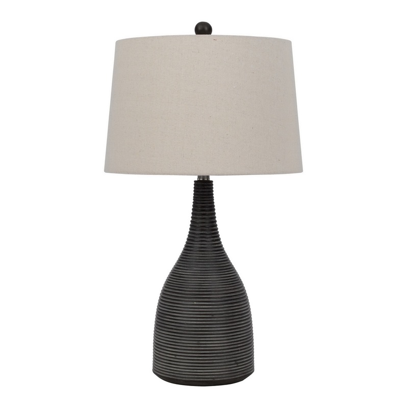Brydges Weathered Charcoal Ribbed Ceramic Table Lamp