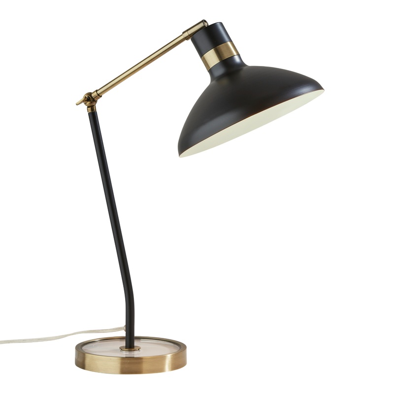 Bryson Black Metal And Antique Brass Adjustable Desk Lamp
