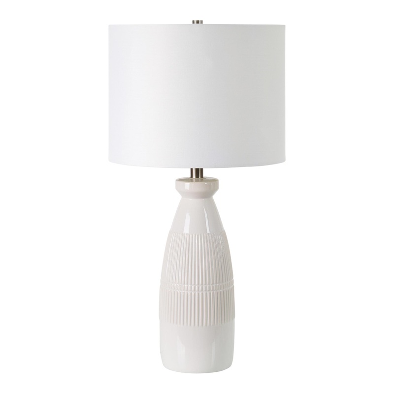 Cedric Off White Textured Ceramic LED Table Lamp