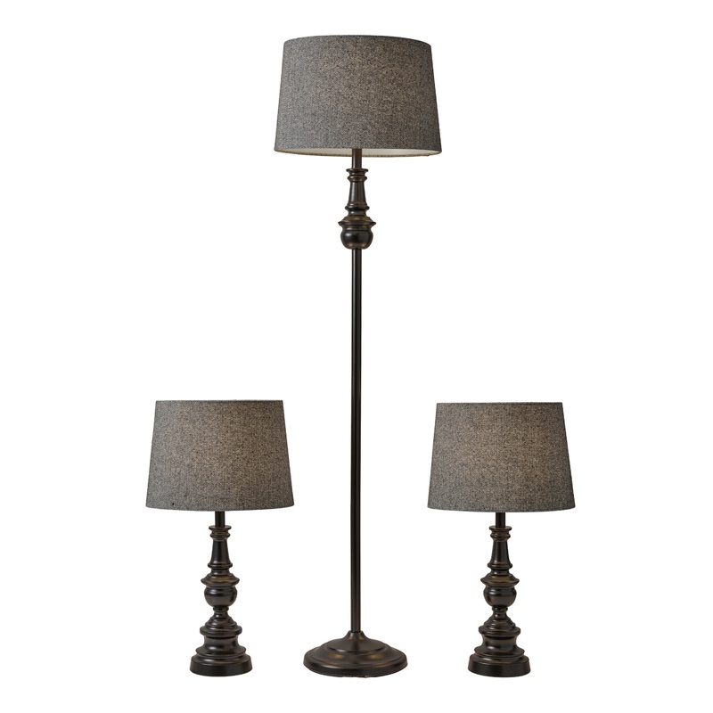 Chandler Bronze Floor And Table Lamps 3 Piece Set
