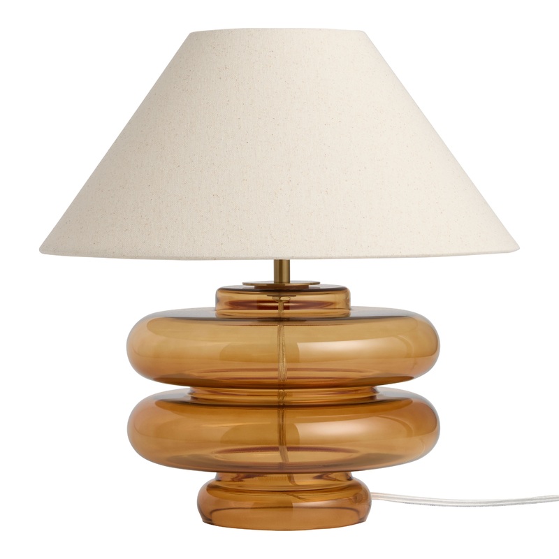 Chaya Amber Blown Glass Wavy Stacked Empire Shade Table Lamp