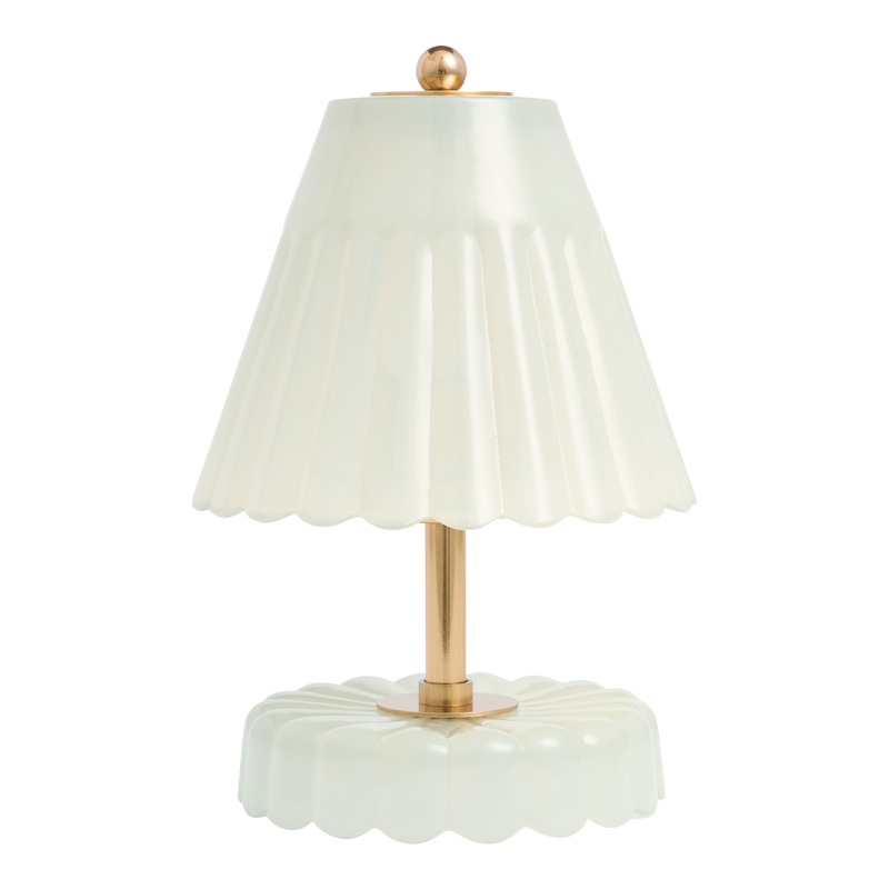 Daisy White Blown Glass Scalloped Empire Shade Accent Lamp