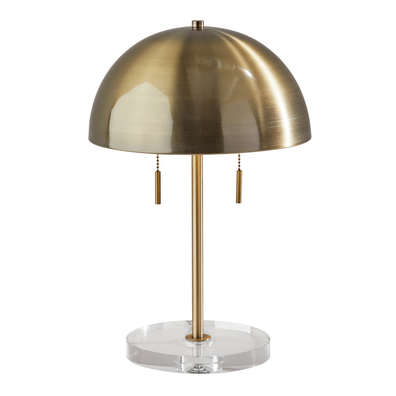 Dome Antique Brass And Clear Glass Table Lamp