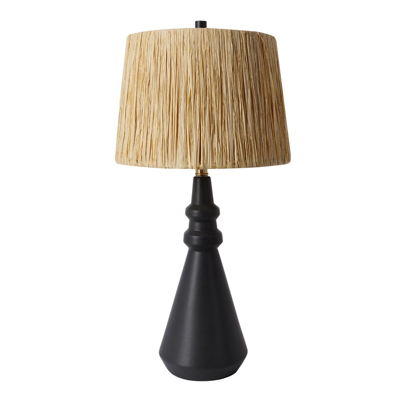 Drake Black Ceramic And Raffia Table Lamp