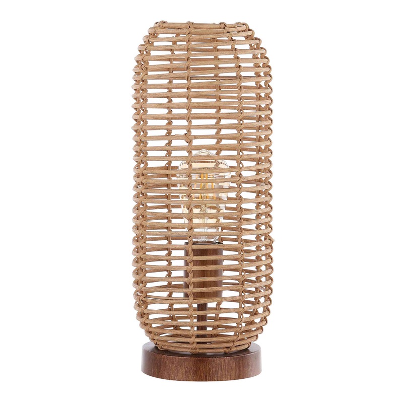 Eveline Brown Rattan Hurricane Table Lamp