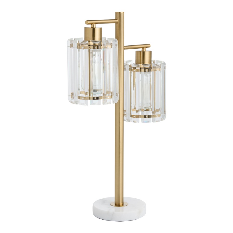 Finley Marble and Crystal Glass Fluted 2 Light Table Lamp