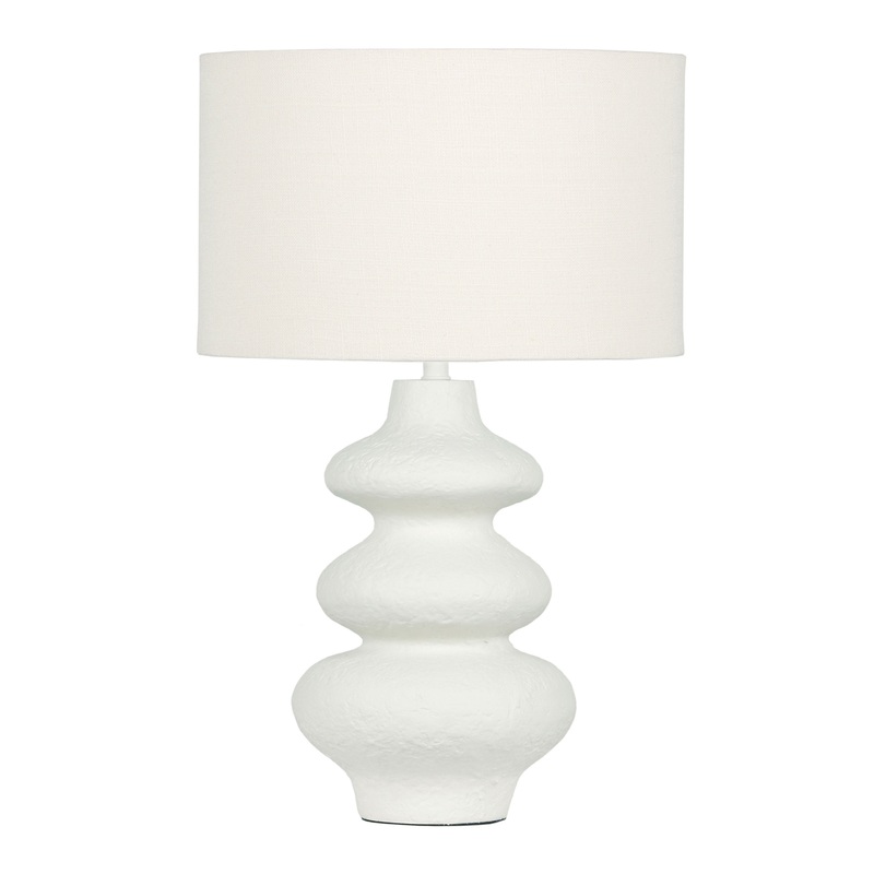 Gate White Textured Faux Stone Wavy Table Lamp