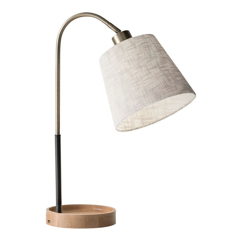 Granada Wood And Metal Task Lamp With USB Port