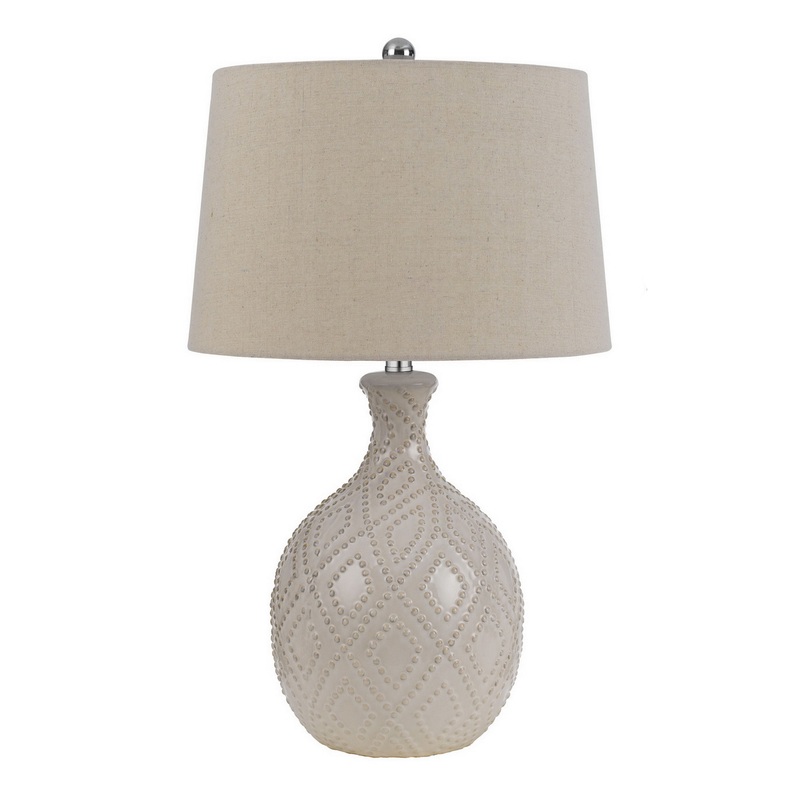Harden Ivory Ceramic Diamond Table Lamps Set Of 2