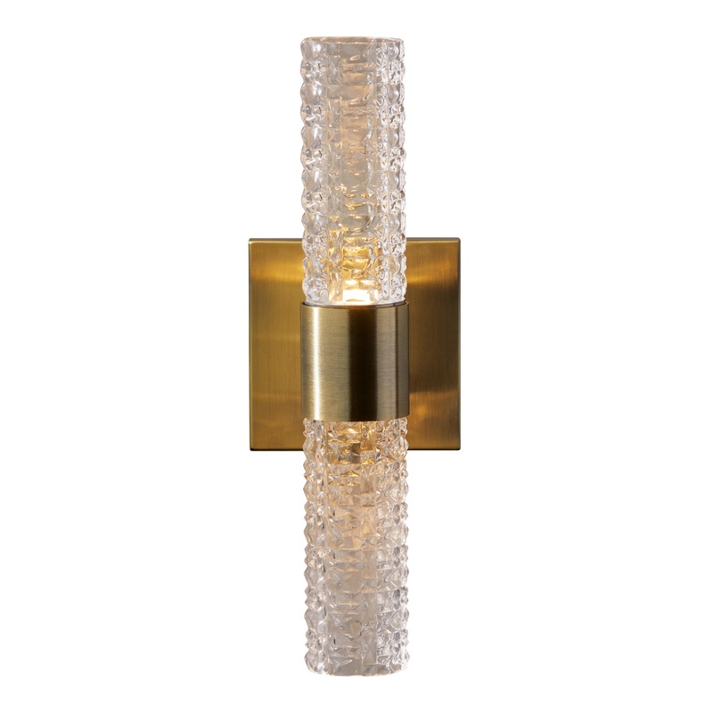Harriet Antique Brass And Textured Glass LED Wall Sconce