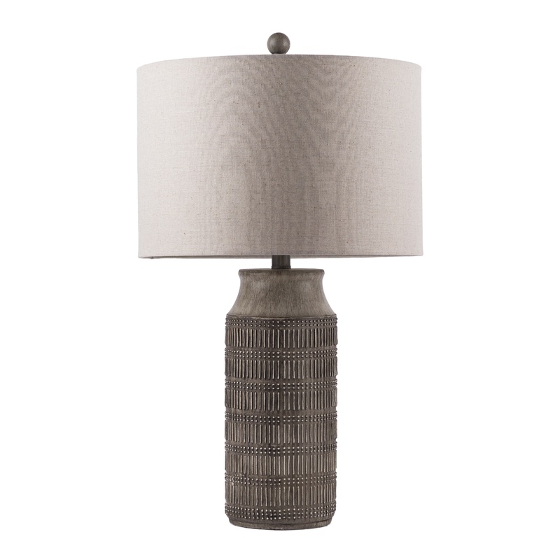 Imelde Gray Textured Dash Dot Table Lamp