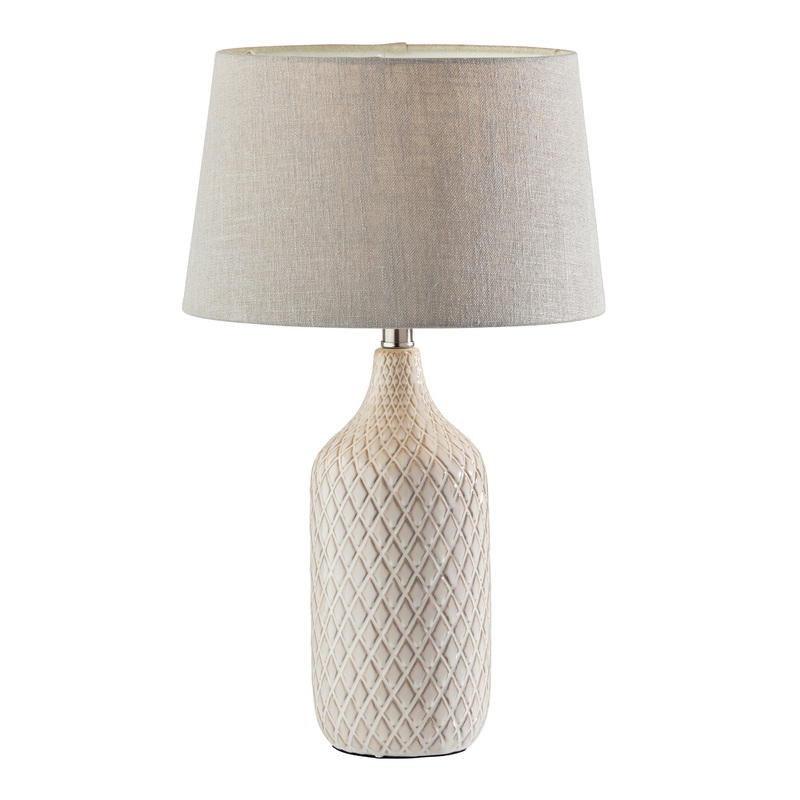 Kathryn Off White Diamond Ceramic Table Lamp Set Of 2