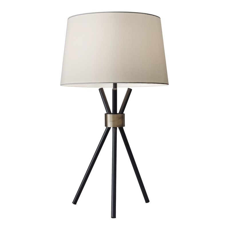 Kurt Black And Brass Tripod Table Lamp