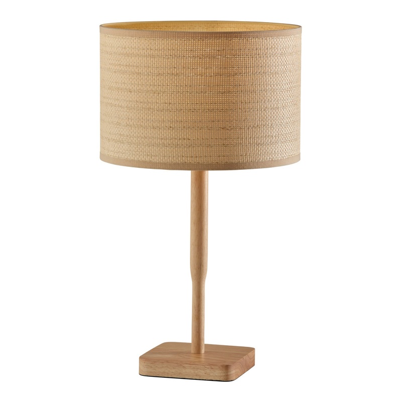 Latimer Wood and Natural Fiber Woven Table Lamp