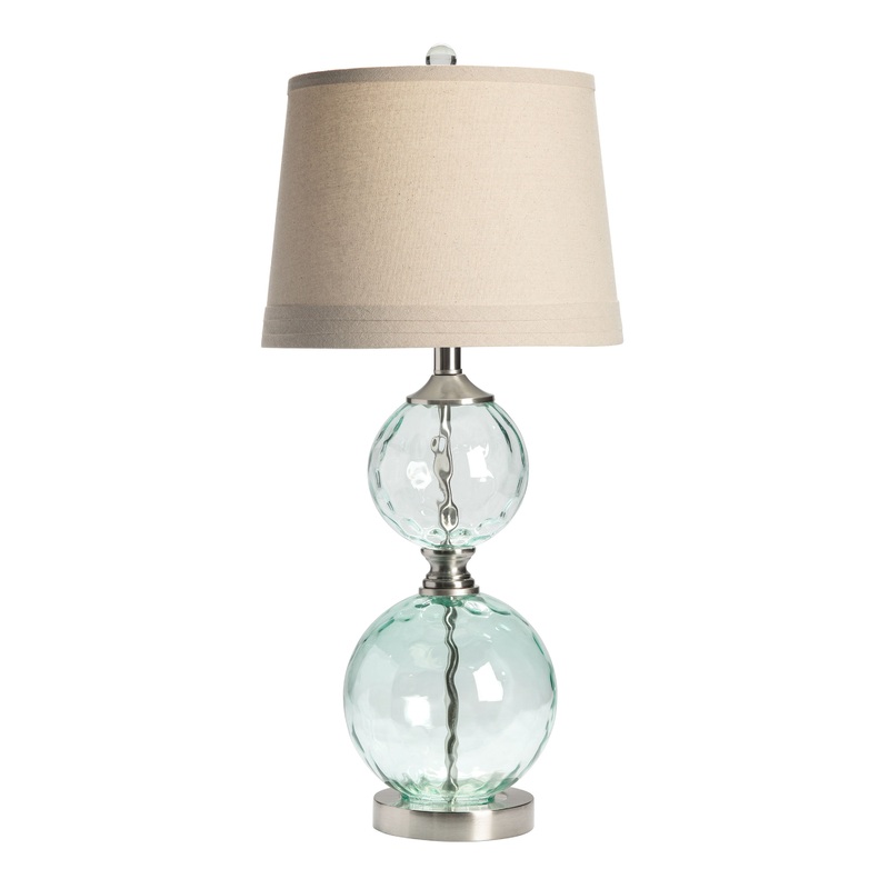 Light Green Glass Handblown Orb Table Lamp
