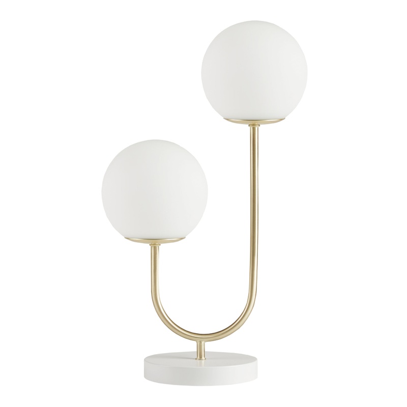 Lisboa Gold Metal and Frosted Glass Globe 2 Light Table Lamp