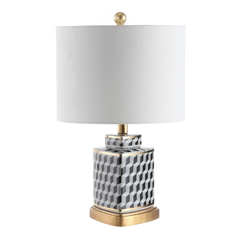 Madras Black, Gray And White Ceramic Table Lamp