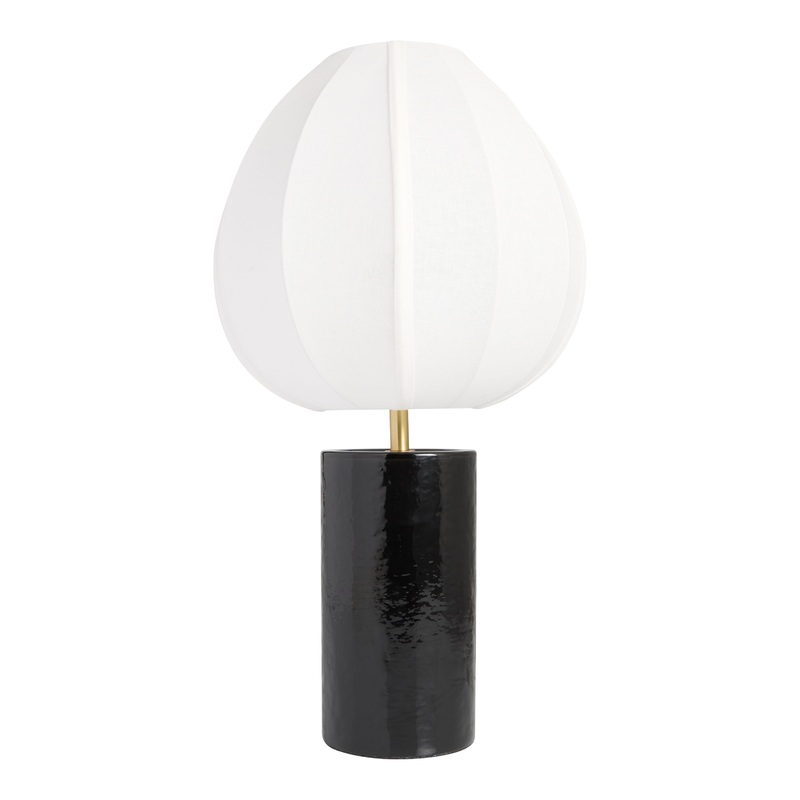 Mariko Black Glass Cylinder and White Lantern Table Lamp