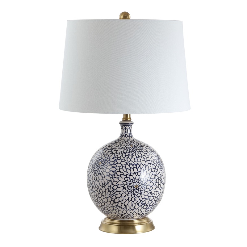 Martha Round Blue And White Floral Ceramic Table Lamp