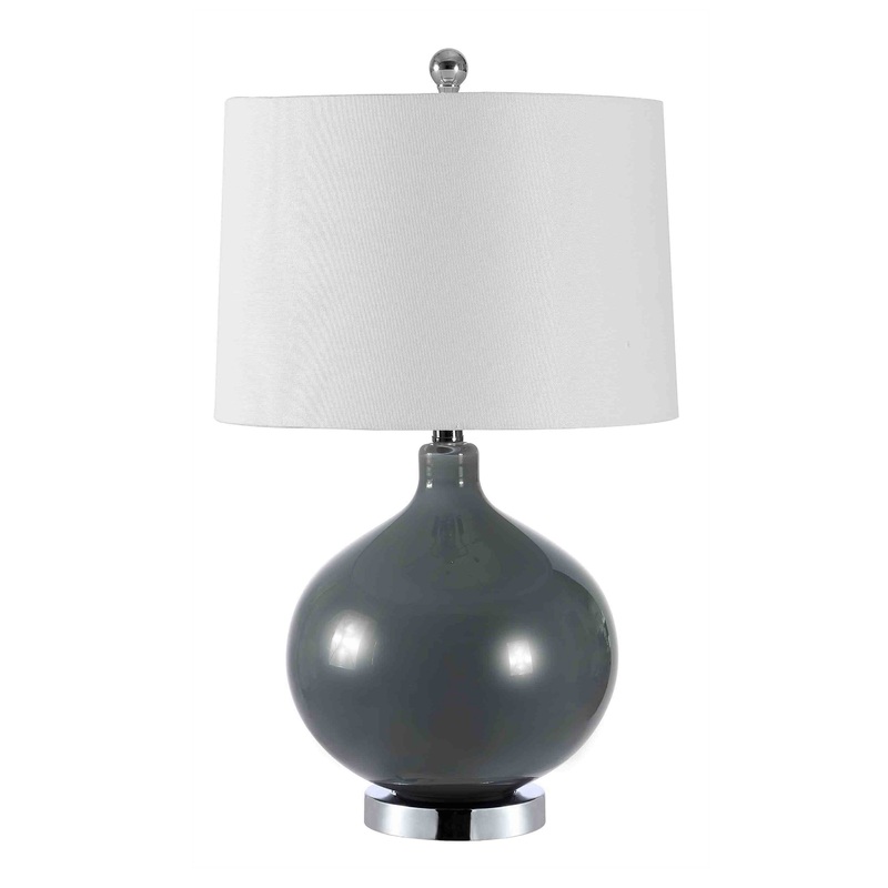 Masera Gray Glass Table Lamp With USB Set Of 2