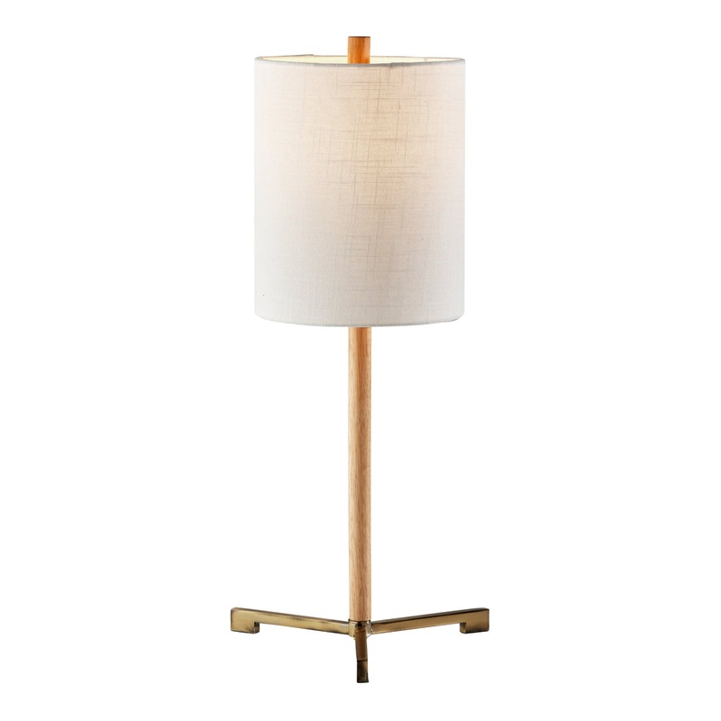 Milton Natural Wood and Metal Tripod Table Lamp