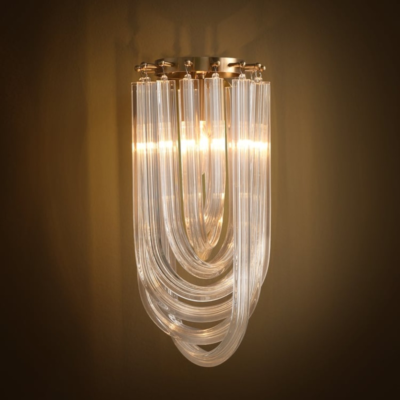 Modern Luxury Tiered Clear Glass1-Light Gold & Brass Wall Lighting
